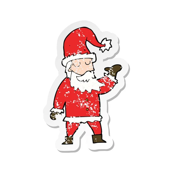 Adesivo Retro Angustiado Desenho Animado Santa Claus — Vetor de Stock