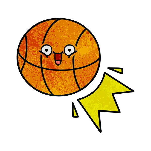 Retro Grunge Textuur Cartoon Van Een Basketbal — Stockvector