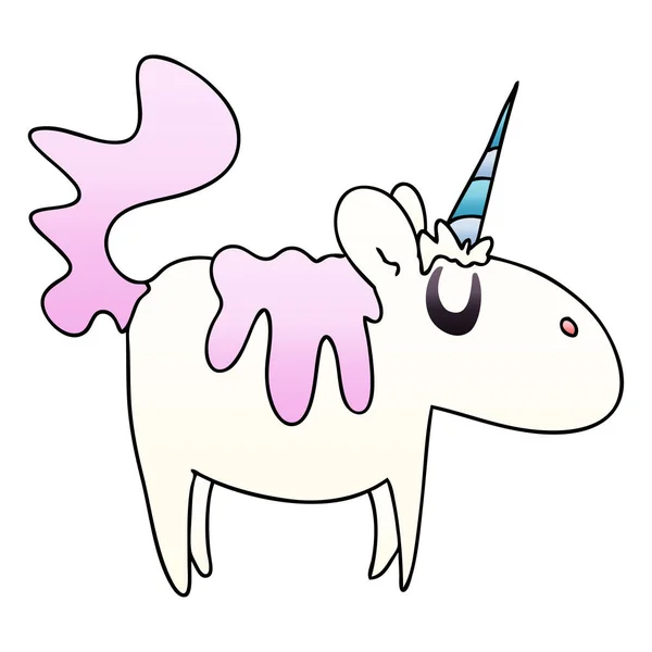 Gradiente Sombreado Peculiar Dibujos Animados Unicornio — Vector de stock