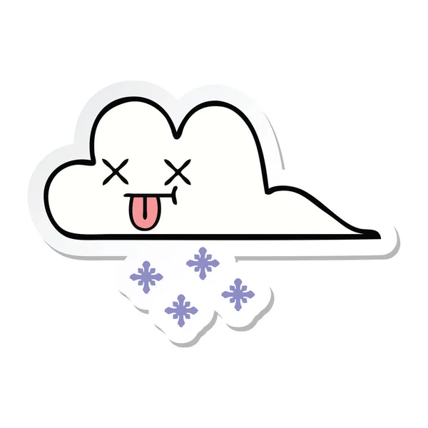 かわいい漫画の雪雲のステッカー — ストックベクタ