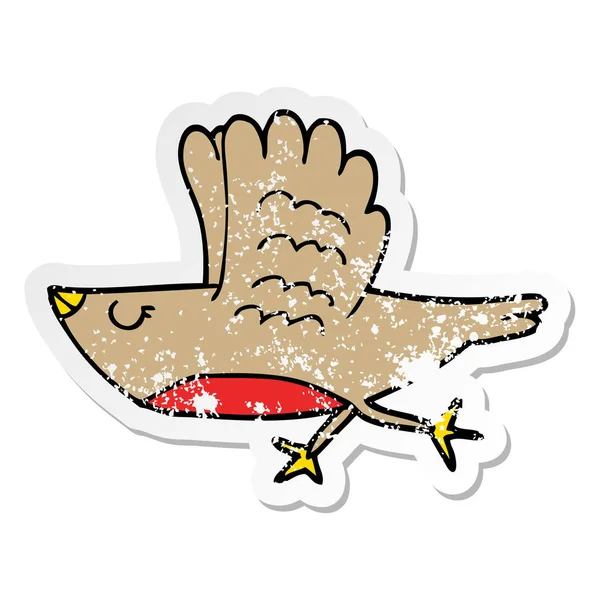Nödställda Klistermärke Cartoon Fågel — Stock vektor