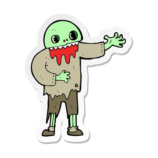 Autocollant Zombie Effrayant Dessin Animé — Image vectorielle