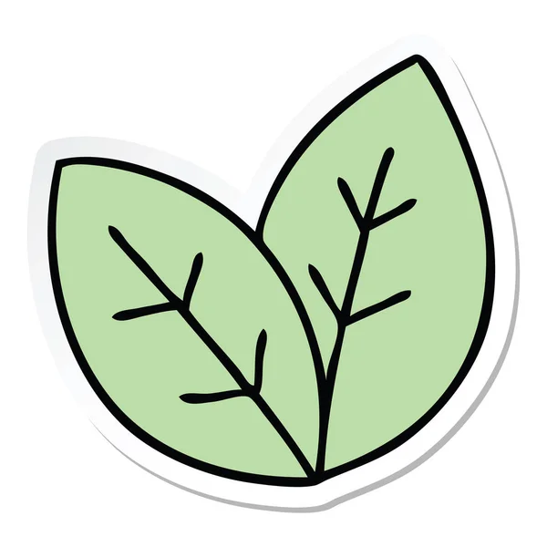 Aufkleber Eines Skurrilen Handgezeichneten Cartoon Blättern — Stockvektor