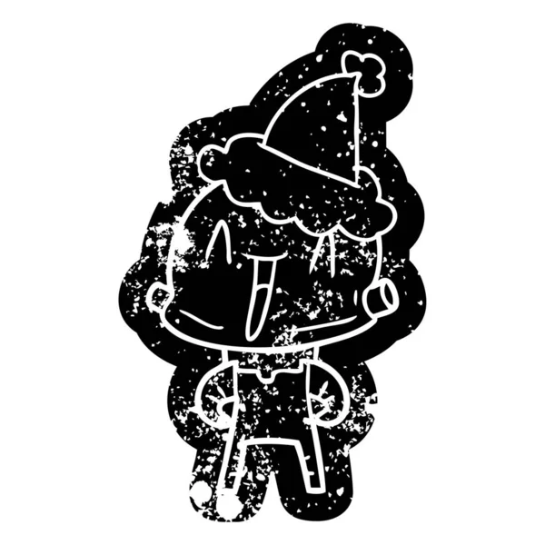 Химерна Мультяшна Страшна Ікона Робота Капелюсі Санта — стоковий вектор