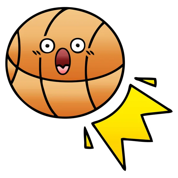 Gradient Grijs Cartoon Van Een Basketbal — Stockvector