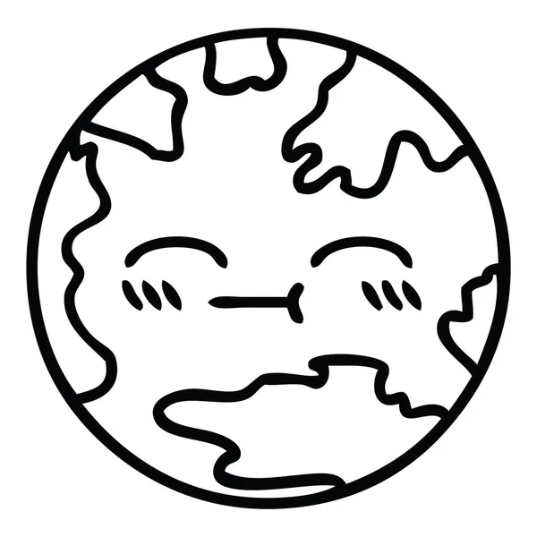 Dessin Ligne Dessin Une Planète Terre — Image vectorielle
