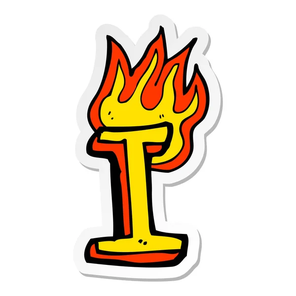 Sticker Cartoon Flaming Letter — Stock Vector