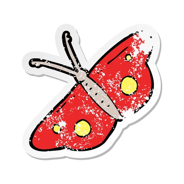 Retro Distressed Nálepka Symbolu Motýla Kreslený — Stockový vektor