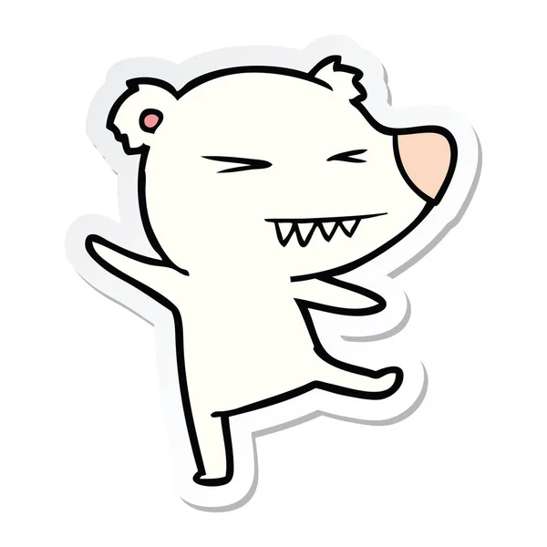 Sticker van een dansende cartoon van de ijsbeer — Stockvector