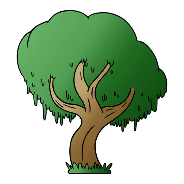 Ręcznie Rysowane Gradientu Kreskówka Zielone Drzewa — Wektor stockowy