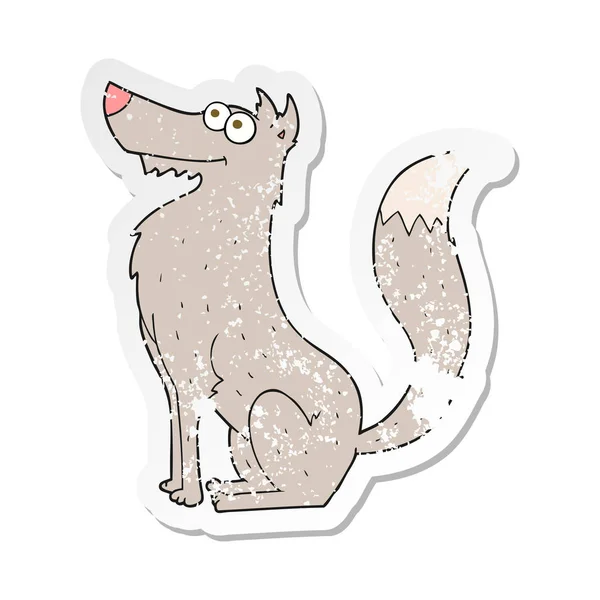 Retro distressed sticker of a cartoon wolf — Stock Vector