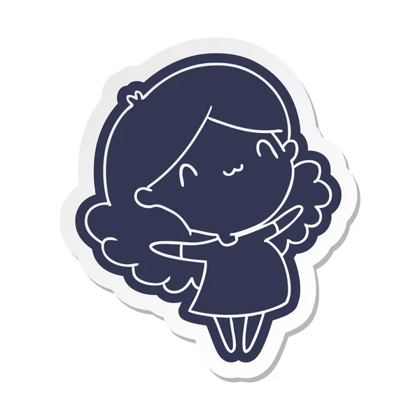 Cartoon Sticker Cute Kawaii Girl — Stock Vector