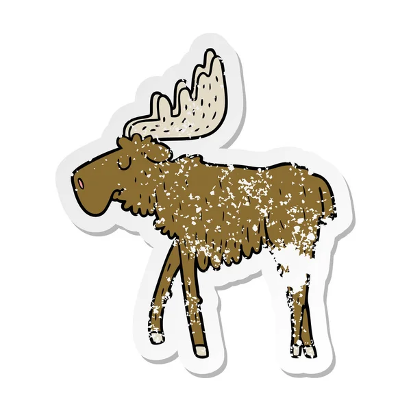 Distressed Sticker Cartoon Moose — Stock Vector