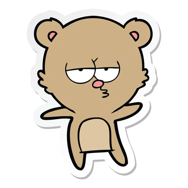 Sticker Bored Bear Cartoon — Stock Vector