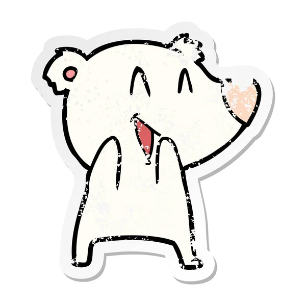 一个笑着的北极熊卡通苦恼的贴纸 — 图库矢量图片