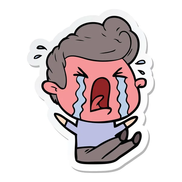 Sticker Cartoon Crying Man — Stock Vector