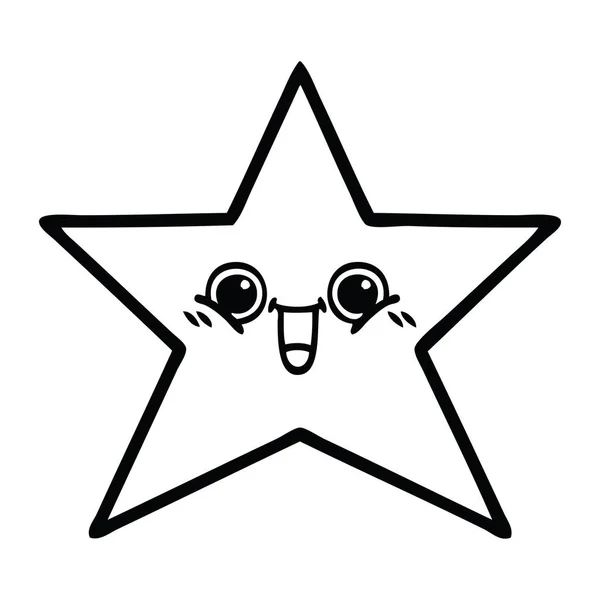 Dibujo Línea Dibujos Animados Una Estrella Mar — Vector de stock