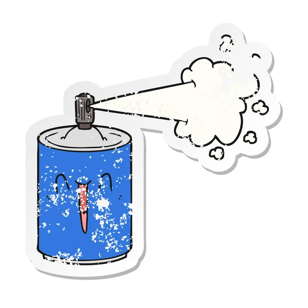 Distressed sticker of a cartoon aerosol spray can — Stock Vector