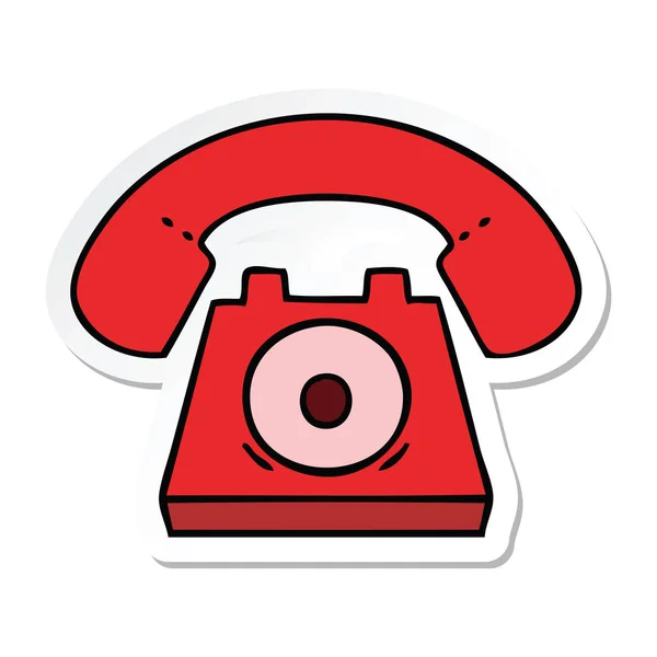 Etiqueta Telefone Vermelho Bonito Desenhos Animados — Vetor de Stock