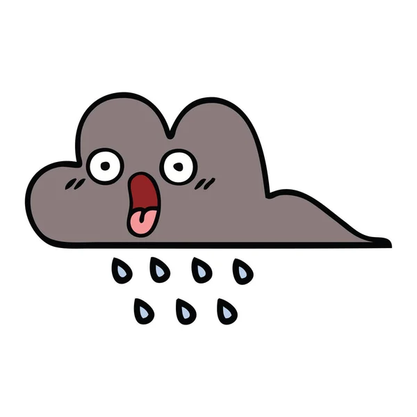 Lindo dibujos animados tormenta lluvia nube — Vector de stock