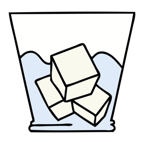 風変わりな手描き漫画ウイスキーと氷 — ストックベクタ