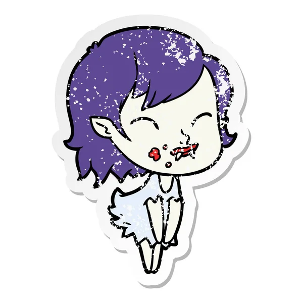 bir çizgi film vampir kızın kanlı yanak sıkıntılı etiket