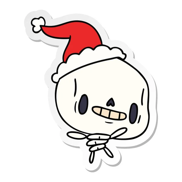 Pegatina de Navidad de dibujos animados de esqueleto kawaii — Vector de stock