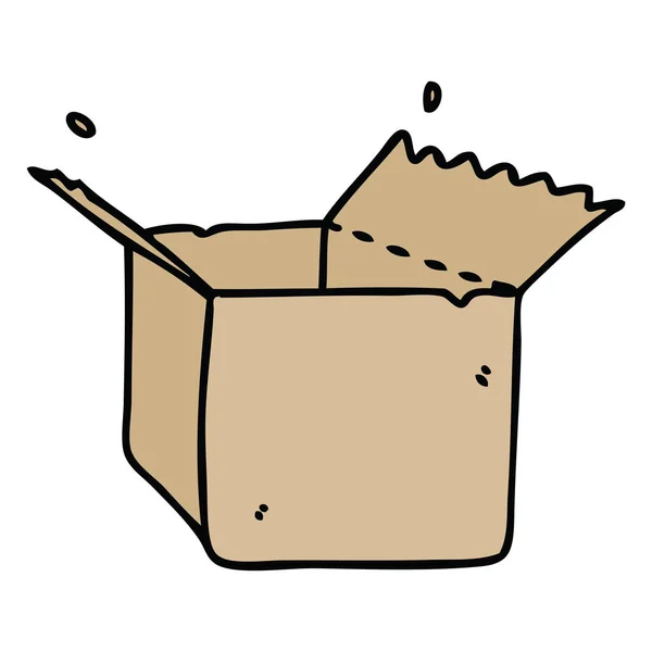 Ručně Tažené Bizarní Kreslených Otevřené Krabice — Stockový vektor
