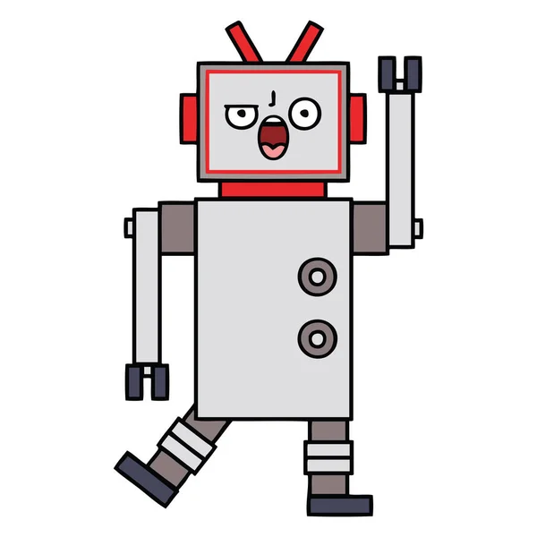 Lindo Dibujo Animado Robot Enojado — Vector de stock