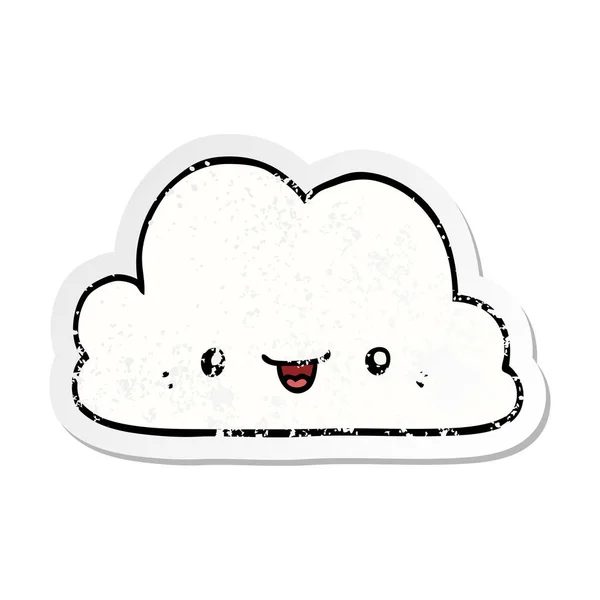 Distressed Sticker Cute Cartoon Cloud — Stock Vector