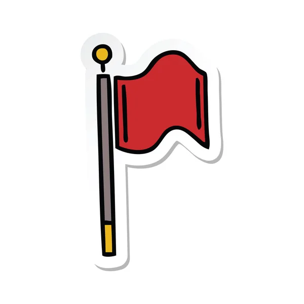 Pegatina de una linda bandera roja de dibujos animados — Vector de stock