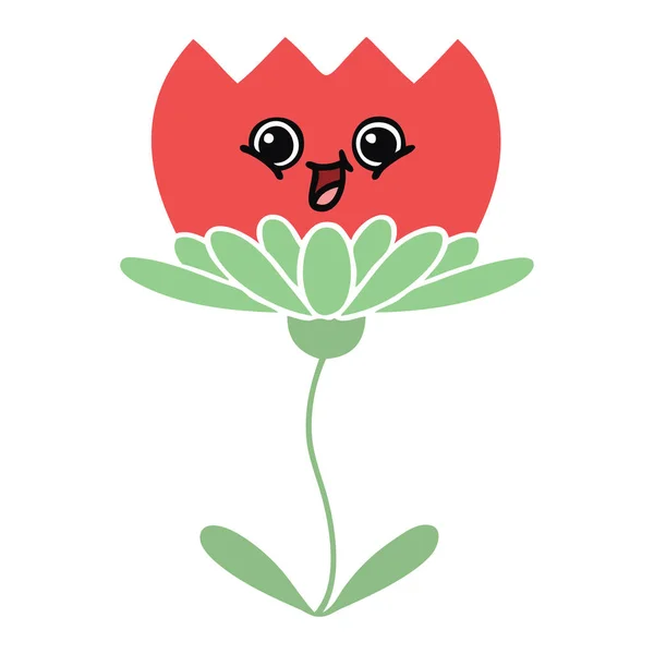 Platt Färg Retro Tecknade Blomma — Stock vektor