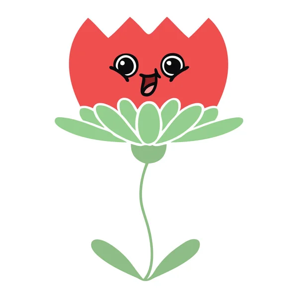 Dibujos Animados Retro Color Plano Una Flor — Vector de stock