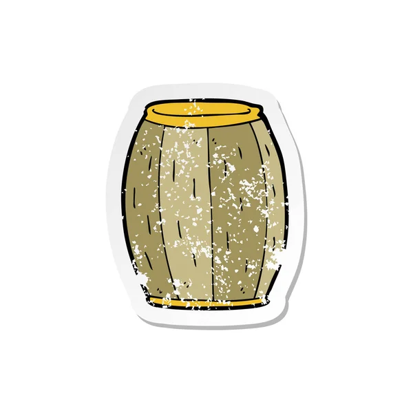 Etiqueta Angustiada Retro Barril Cerveja Dos Desenhos Animados — Vetor de Stock