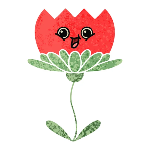 Retro Ilustración Estilo Dibujos Animados Una Flor — Vector de stock