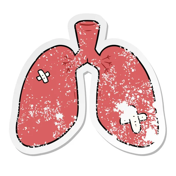 Bir Karikatür Sıkıntılı Etiket Akciğerler Tamir — Stok Vektör