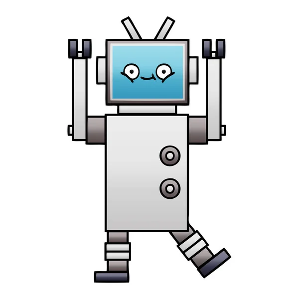 Színátmenet Árnyékos Rajzfilm Egy Robot — Stock Vector