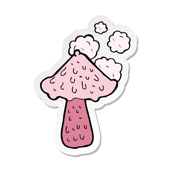 Sticker eines Cartoon-Pilzes — Stockvektor
