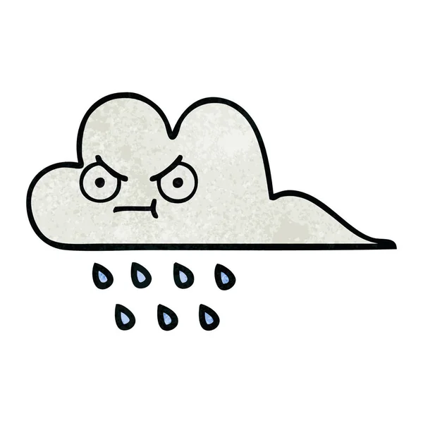 Kreslené Textury Retro Grunge Rain Cloud — Stockový vektor