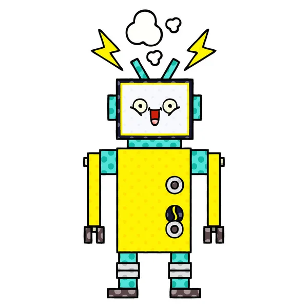 Historieta Estilo Cómic Robot Feliz — Archivo Imágenes Vectoriales