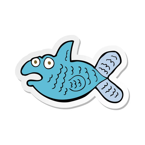 Sticker van een cartoon-vis — Stockvector