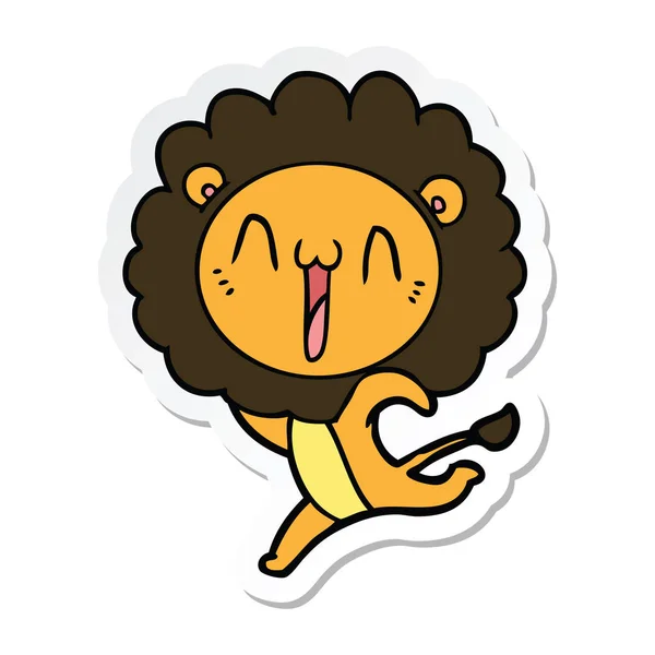 Sticker Happy Cartoon Lion — Stock Vector
