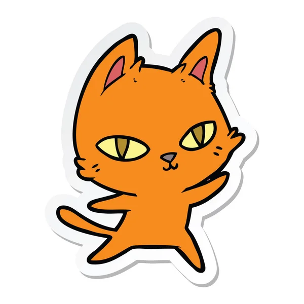 Sticker Van Een Cartoon Kat Staren — Stockvector