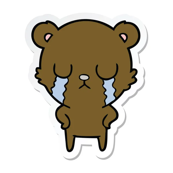 Pegatina Oso Dibujos Animados Llorando — Vector de stock