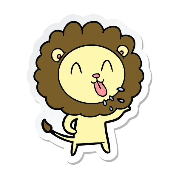 Pegatina de un león de dibujos animados feliz — Archivo Imágenes Vectoriales