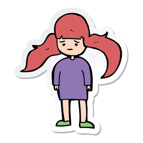 Pegatina Una Chica Dibujos Animados Con Pelo Largo — Vector de stock