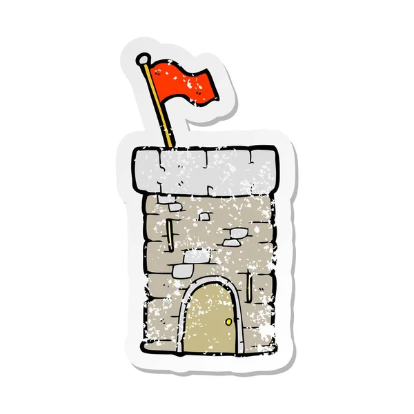 Retro distressed sticker of a cartoon old castle tower — Stock Vector