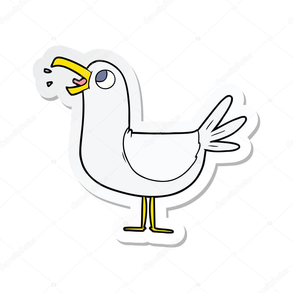 sticker of a cartoon seagull