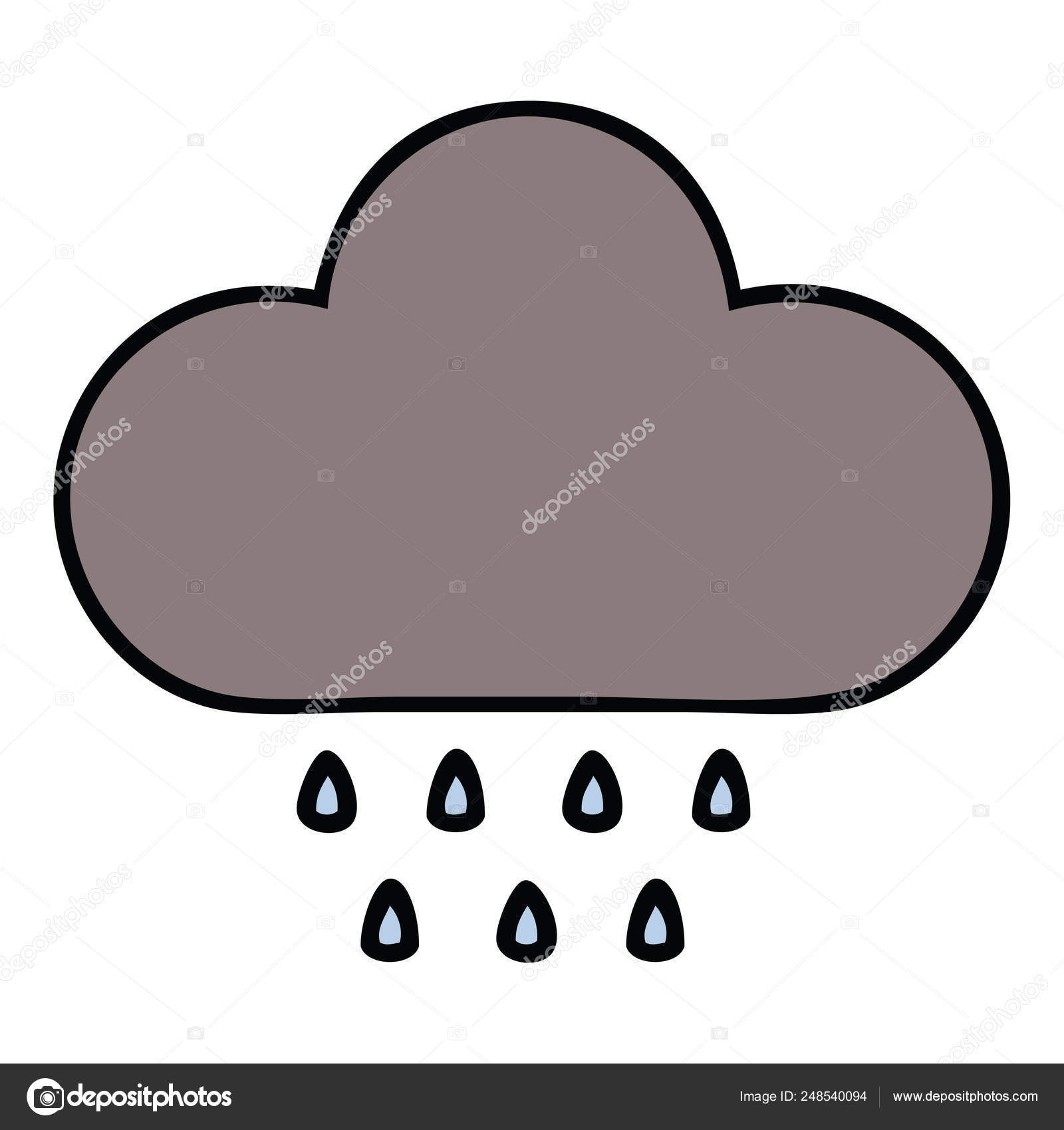 Lindo Dibujo Animado Una Tormenta Nube Lluvia Vector de stock #248540094 de  ©lineartestpilot, image size:1600x1700