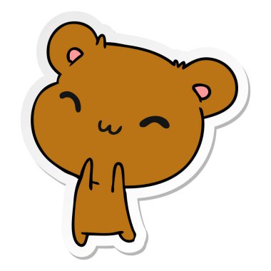 etiket çizgi film illüstrasyon kawaii şirin ayıcık